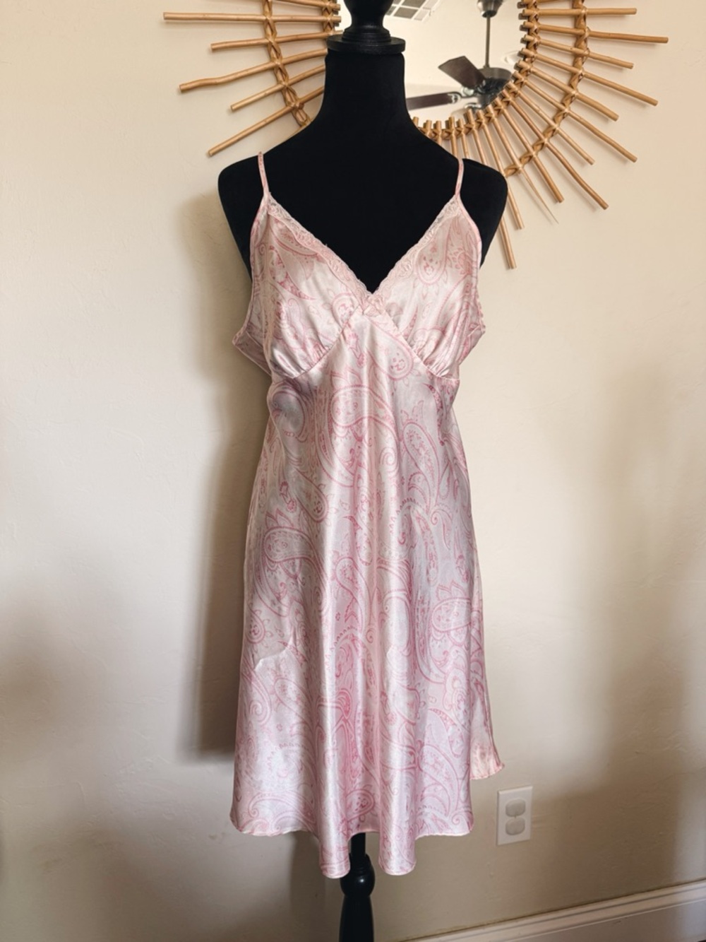 Silky Pink Paisley Slip Dress - Women's Intimates